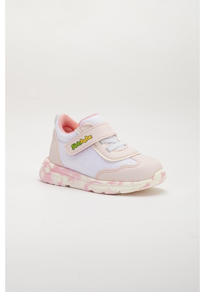 Şirin Bebe Şirinbebe Ortopedik Kız Bebek İlk Adım Spor Ayakkabı Pudra Cırtlı Anorak Malzeme-3708 Pudra