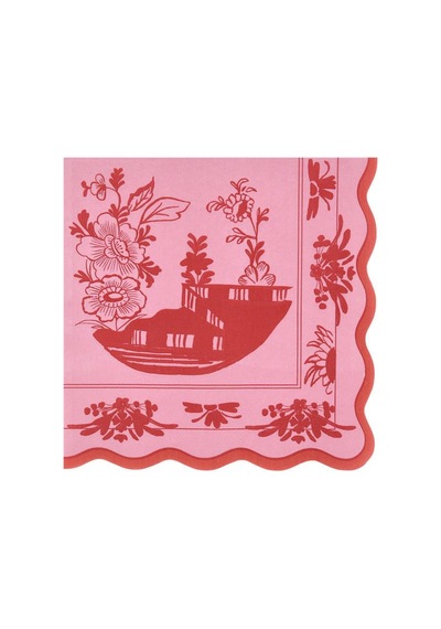 Meri Meri - Pembe Vintage Botanik Peçete - L - 16 Adet