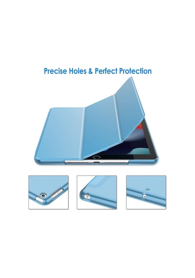 Apple Uyumlu iPad 5. 6. Nesil 2017 2018 9.7" Inc Kılıf Smart Cover Katlanabilir Standlı Akıllı Kapak Açık Mavi