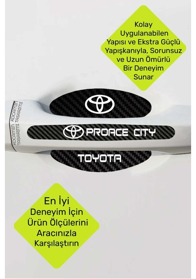 Dayanıklı Baskıya Sahip Toyota Proace City Karbon Kapı İçi Koruma Folyo Seti 8 Parça Beyaz Yazılı Ürün