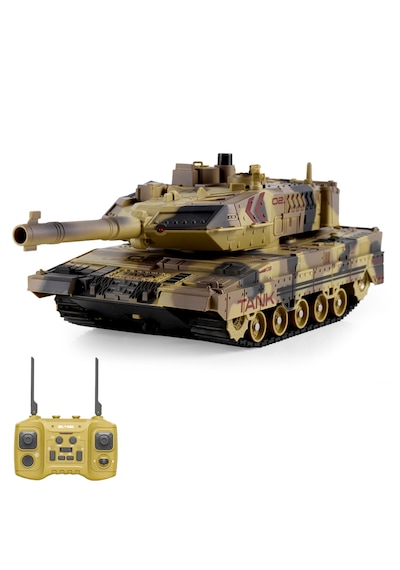 Oyuncak 2.4 Uzaktan Kumandalı Su Bombası Atan Tank Buharlı 1200 Şarjlı Sesli Gövdesi 360 Hareketli Gövde Sarı