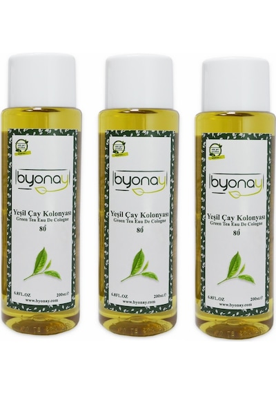 Byonay 80 Derece Yeşil Çay Kolonyası Pet Şişe 200 ML x 3