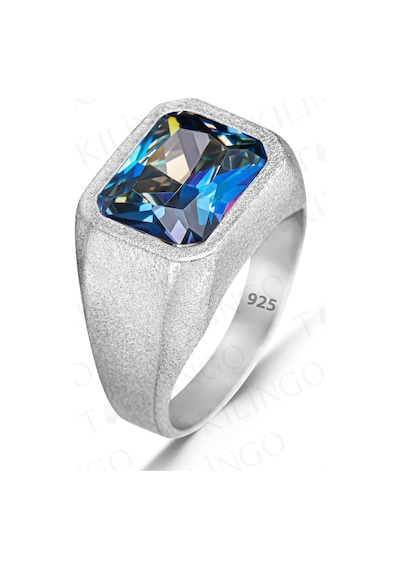 925 Ayar Gümüş Topaz Taşlı Sade Erkek Yüzük Gümüş