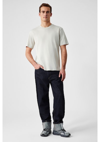 Grimelange Solo Erkek %100 Organik Pamuklu Kalın Dokulu Comfort Fit Bisiklet Yakalı Açık Bej T-shirt Açık Bej