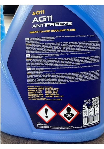2025 Üretimli Mannol Yüksek Performanslı Donmayan Formül Hazır Kullanım Mavi Antifriz 5l -40 +125 C Mavi