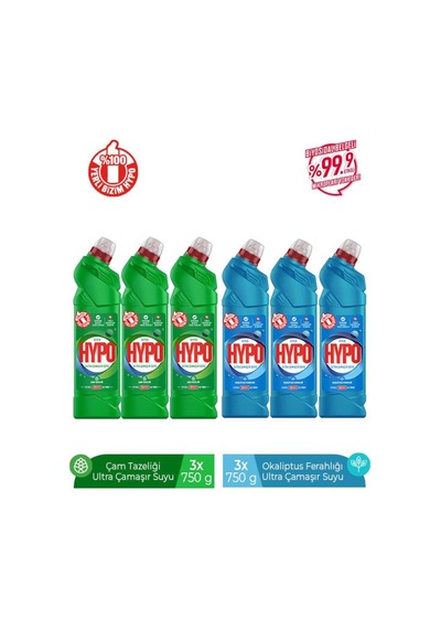 Ultra Çamaşır Suyu 3 Çam Ve 3 Okaliptus 750 Gr X 6 Adet 6'lı Set