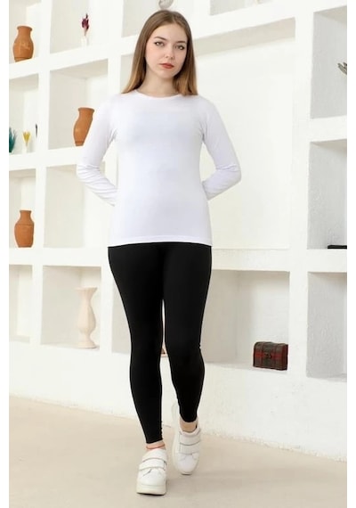 Urfakent Rahat Ve Şık Uzun Kollu Bisiklet Yaka Likralı Viskon Penye Body Beyaz
