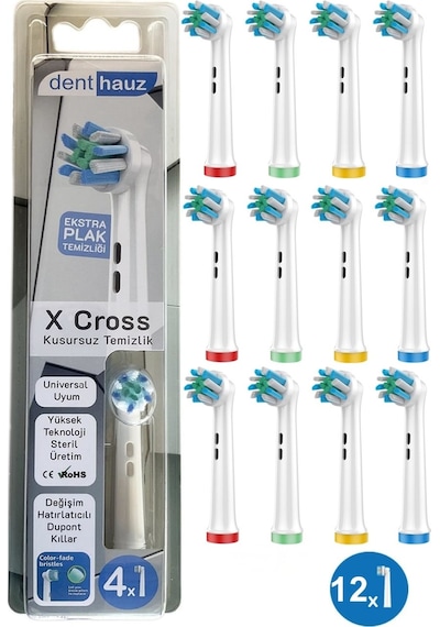 X Cross - Çapraz Açılı Kusursuz Temizlik Oral B Şarjlı Diş Fırçası Yedek Başlığı- 12'li Yedek Başlık