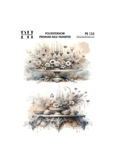 Polyesterhobi Premium Sulu Transfer 25x35 Cm Çiçek Desenli Ps 133