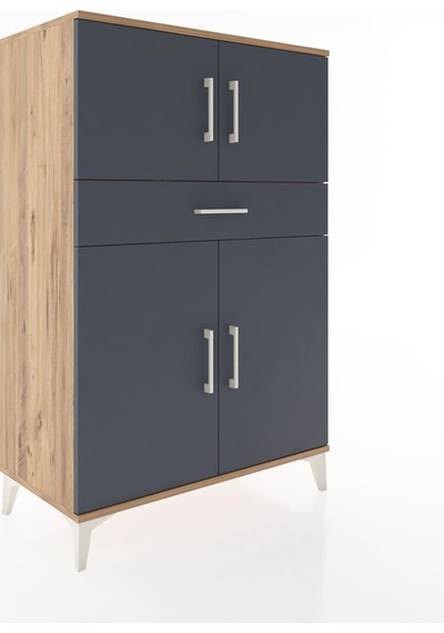 Hyperion Dolap 2 Raflı Tek Çekmeceli 4 Kapaklı 88x44x134 Çam-... Çam