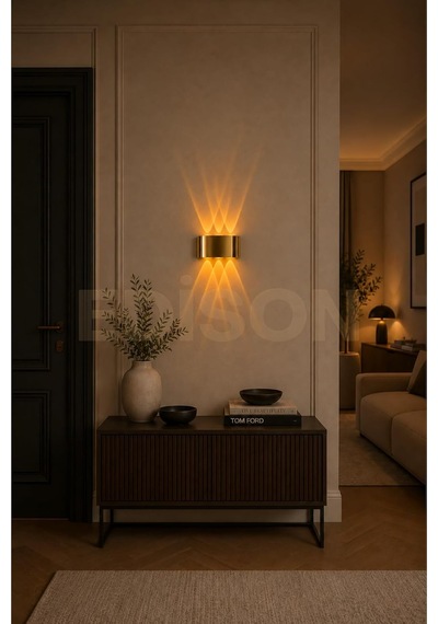 Tr Gold Led Aplik, Amber Işık, Modern Dekoratif Duvar Lambası, 18x9.5 Cm, İç Mekan Aydınlatma Diğer