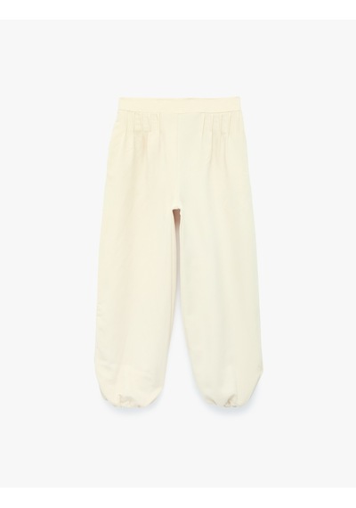Koton Beli Lastikli Bol Kesim Balon Form Pantolon Bej 7wkg40018aw Ekru