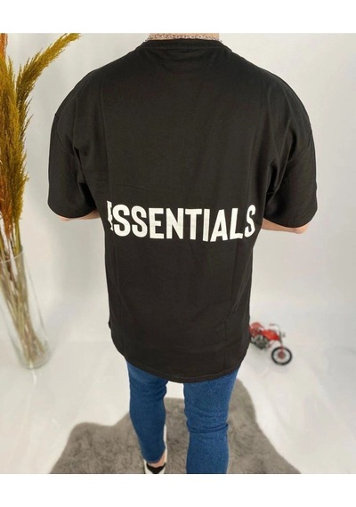 Tarzsokak Erkek Siyah Essentials Baskılı Oversize Bisiklet Yaka T-shirt Siyah Tarzsokak Erkek Siyah Essentials Baskılı Oversize Bisiklet Yaka T-shirt Siyah