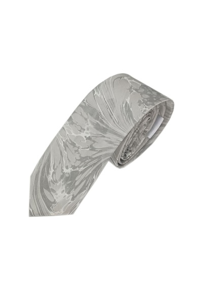 Elifebru Exclusive Handicrafts Ebru Sanatı Saten Kumaş Gri Beyaz Erkek Kravat Sakr 162 Gri 001