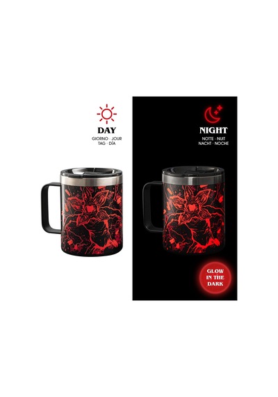 Stranger Things Saplı Termos Kupa - Karanlıkta Parlayan - Mükemmel Sıcaklık Koruma Özelliği - Bulaşık Makinesinde Yıkanamaz - 420 Ml Beyaz - Çok Renkli