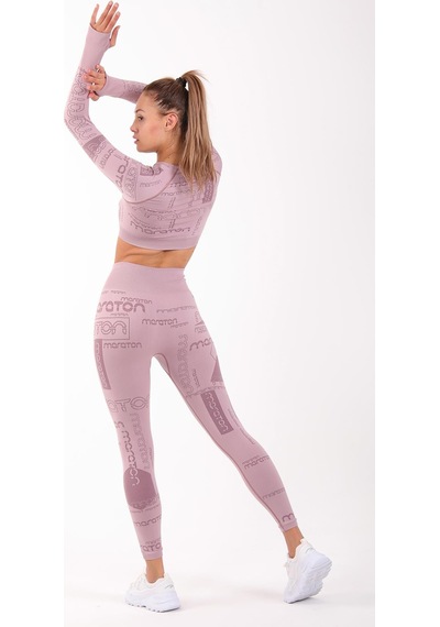 Maraton Active Slimfit Kadın Bisiklet Yaka Uzun Kol Koşu Lila Crop Top 816025 Lila