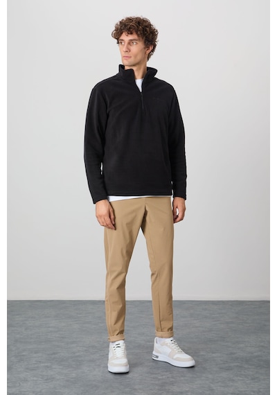 Air Jones Tommy Life River Siyah Dik Yaka Erkek Polar Sweatshirt - 88310 Siyah