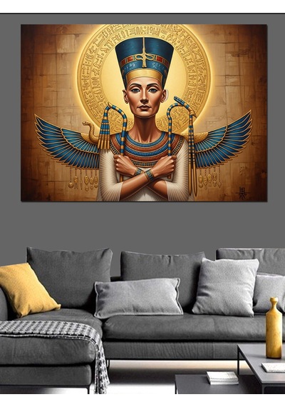 Mısır Kraliçesi Nefertiti Heykeli Dekoratif Kanvas - Mdf Ahşap Tablo