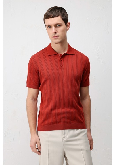 Antioch Dokulu Triko Erkek Polo T-shirt Kırmızı