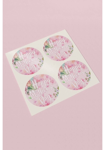 Happy Mother's Day Çiçekli Sticker 3x3cm St2369 Çok Renkli