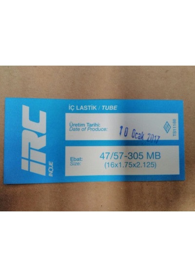Irc İç Lastik 16x1.75x2.125 47/57-305 Mb 8602