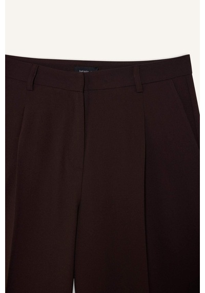 Defacto Straight Fit Yüksek Bel Düz Paça Pantolon G7825ax26spbn340 Kahve-bn340