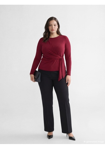 Lcwaıkıkı Classic Bordo Bisiklet Yaka Bağlama Detaylı Kadın Body
