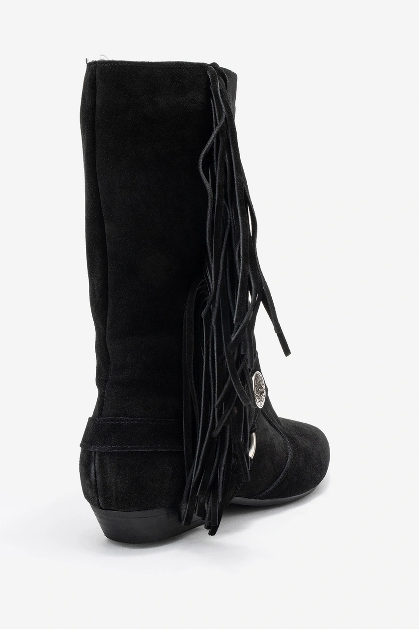 Luvishoes Luvi Shoes Selora Siyah Süet Püsküllü Hakiki Deri Tokalı Kadın Western Bot Siyah Süet Luvishoes Luvi Shoes Selora Siyah Süet Püsküllü Hakiki Deri Tokalı Kadın Western Bot Siyah Süet