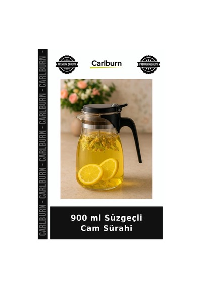 900 Ml Süzgeçli Cam Sürahi Modern Stil Akşam Çayı