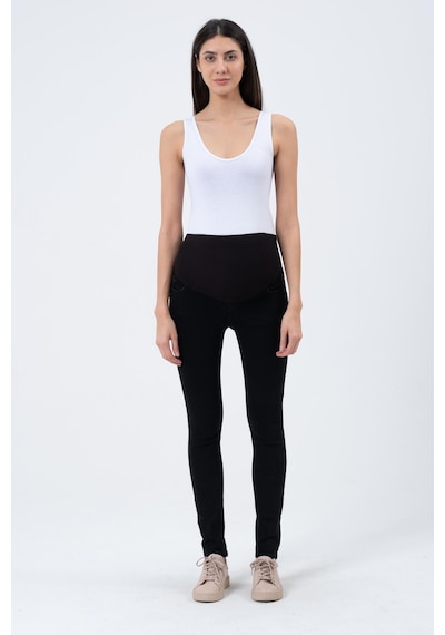 Busa Hamile Esnek Karın Bantlı Beli Ayarlanabilir Skinny Kot Pantolon Siyah-siyah