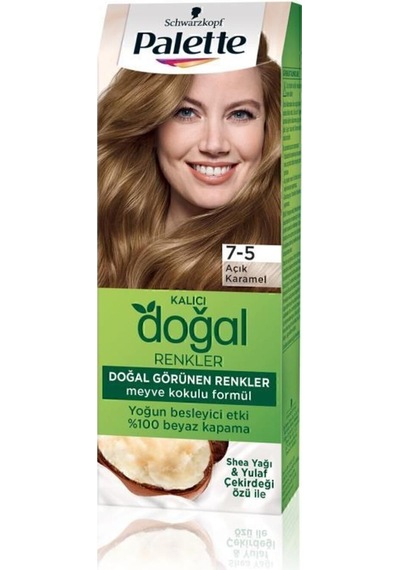 Kalıcı Doğal Renkler 7-5 Açık Karamel Shea Yağı Saç Boyası X 3 Adet