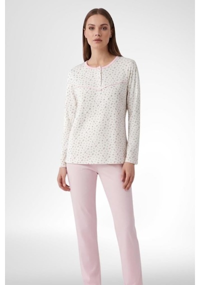 Mecit Pijama Mecit 6361 Pembe %100 Pamuk Büyük Beden Kadın Pijama Takımı