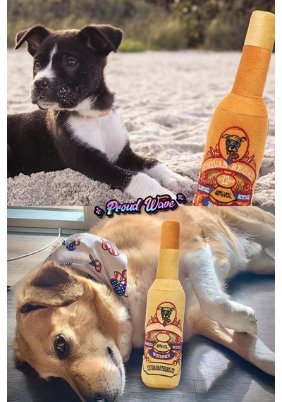 Peluş Şişe Köpek Oyuncağı Kemirme Oyuncağı Çekiştirmeli 2'li Set Hışırdayan Oyuncak