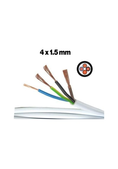 Ttr Cca Çok Telli Elektrik Kablosu Topraklı Bakır İletken Trifaze Beyaz Kablo 4x1.5 Mm 100 Metre