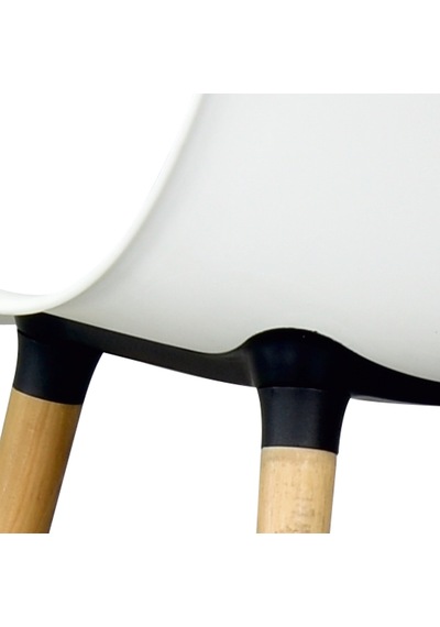 Vilinze Eames Naturel Ahşap Ayak Plastik Beyaz Sandalye