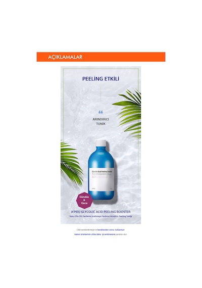 Missha A'PIEU Glycolic Acid Peeling Booster Glikolik Asit İçeren Peeling Etkili Tonik 120 ML
