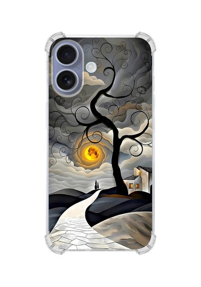 Printify Apple iPhone 16 İle Uyumlu Simya Serisi Sarmal Yolculuk Tasarımlı Uv Baskılı Köşe Korumalı Antişok Kılıf Şeffaf