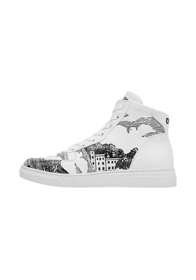 Kadın Vegan Deri Beyaz High Sneakers - Trust Me Buddy Tasarım Çok Renkli