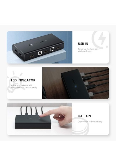 4k Hdmı Kvm Switch 2-in-1, 2xhdmı In, 1xhdmı Out, 2xusb-a 2.0, 2xusb-a 1.1, 50744