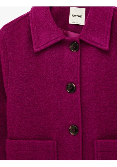 Koton Cepli Uzun Kollu Oversize Crop Kaşe Ceket Mor 6sak20136ew Mor
