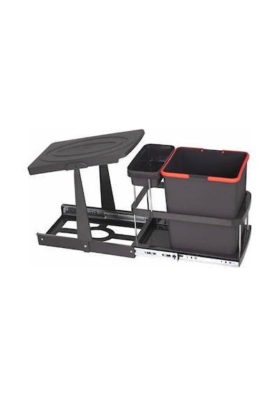 P9155 16 1 Lt. Antrasit Teleskopik Raylı Çöp Kovası Antrasit - Gri