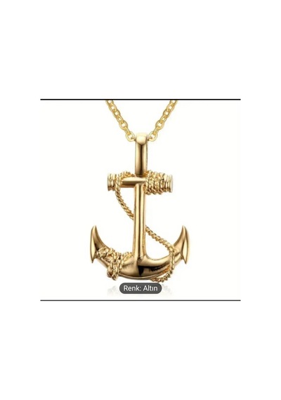 Yıwushı 1 Adet Vintage Boy's Navy Anchor Hip Hop Titanyum Çelik Çapa Kolye Altın Sarısı