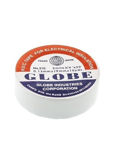 Globe No210-by ,19mmx10mt 1-adet Beyaz İzole Bant