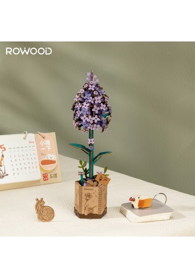 Rowood Tw021 Leylak Çiçeği Lilac Dıy Minyatür Maket Model Seti Ahşap 3d Wooden Puzzle 3d Model Kit Ahşap Maket Dekoratif Hobi Seti