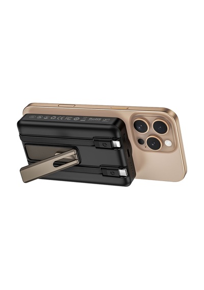 Wiwu Wi-p056 Taşınabilir Wireless Şarj Ve Pd Hızlı Şarj Özellikli Powerbank 15w 10000mah Siyah