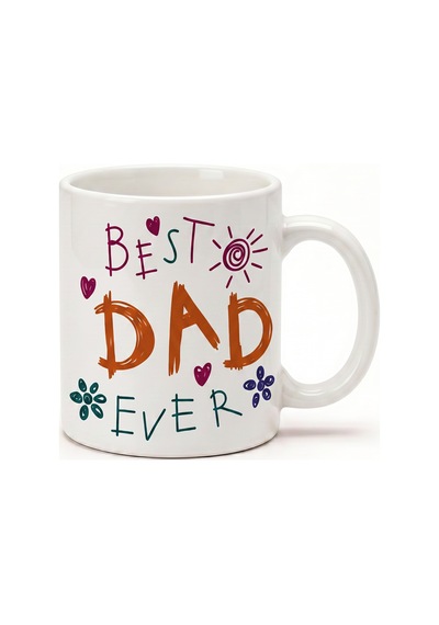 Babaya Özel Best Dad Ever Yazılı Kupa Bardak - Komik Tasarım Baskılı Seramik Hediye Kupa Bardak Çok Renkli