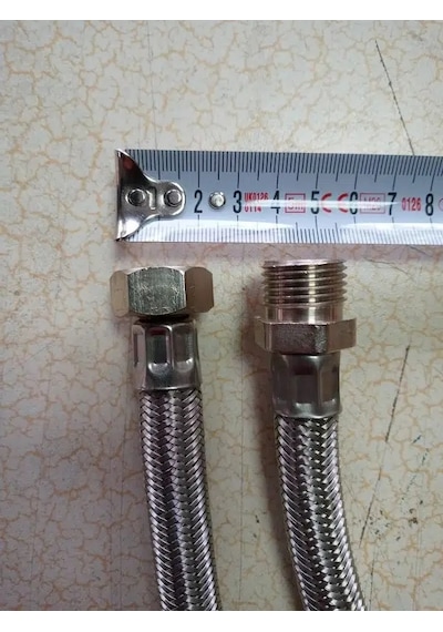 30 Cm Kalın Çelik Örgülü Bağlantı Hortumu 1/2r 1/2n 25 Ad Gümüş