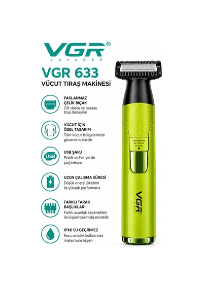 V-633 & V-016 Saç Sakal Vücut Bakım Tıraş Makinesi 2'li Tıraş Seti - Shaver Ve Folyo Başlık