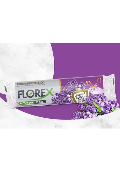 Florex 40 L Büzgülü Lavanta Kokulu Çöp Torbası Poşeti 2 x 10'lu 55 x 60 CM