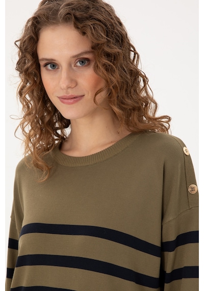 U.S. Polo Assn. Kadın Haki Bisiklet Yaka Kazak 50297070-VR027